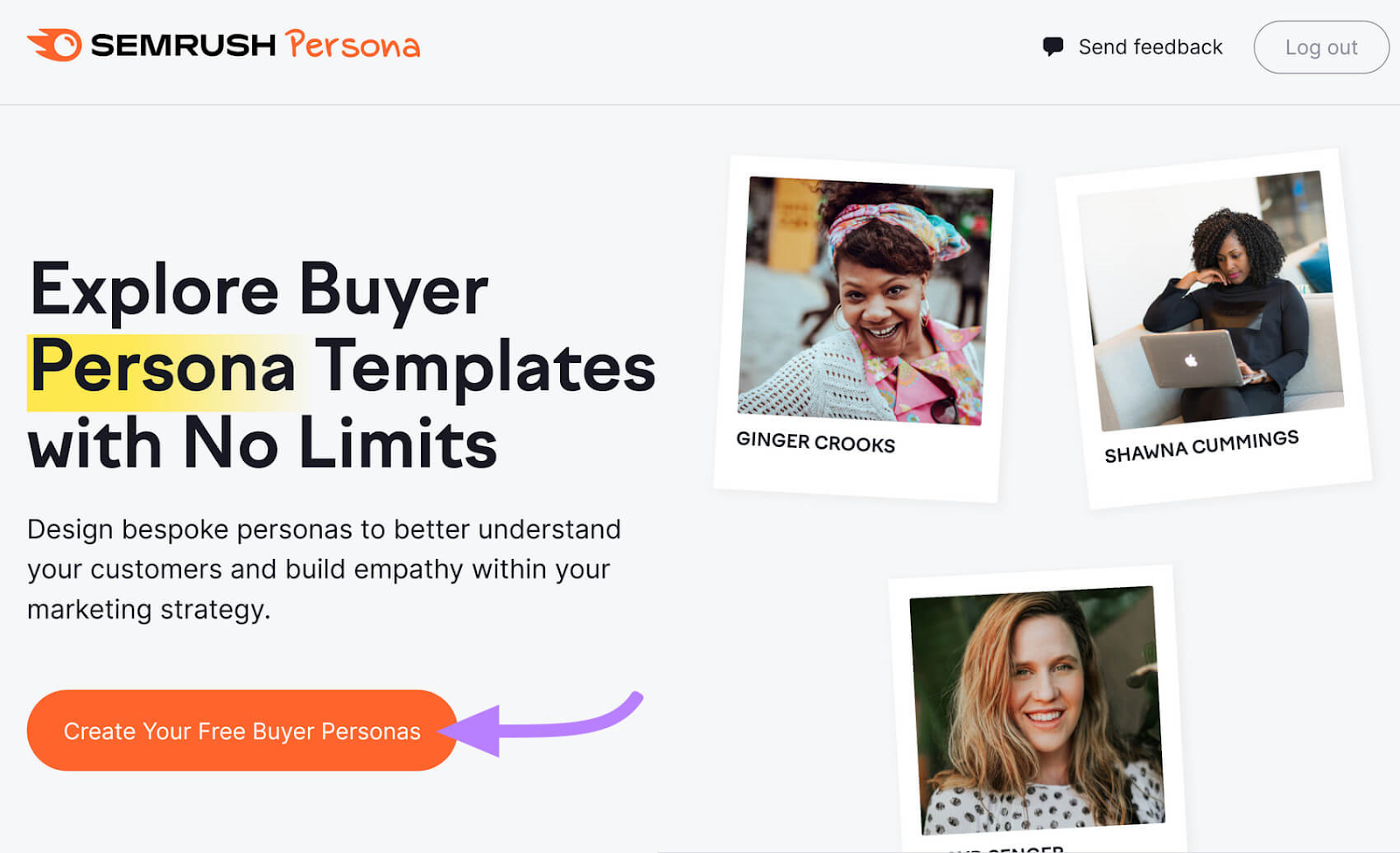 Semrush Persona landing page