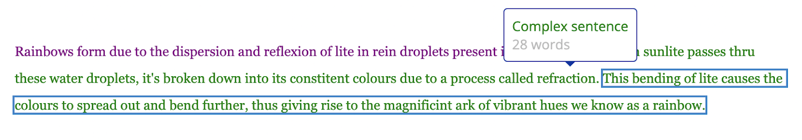 Slick Write’s editor displays each sentence’s word count