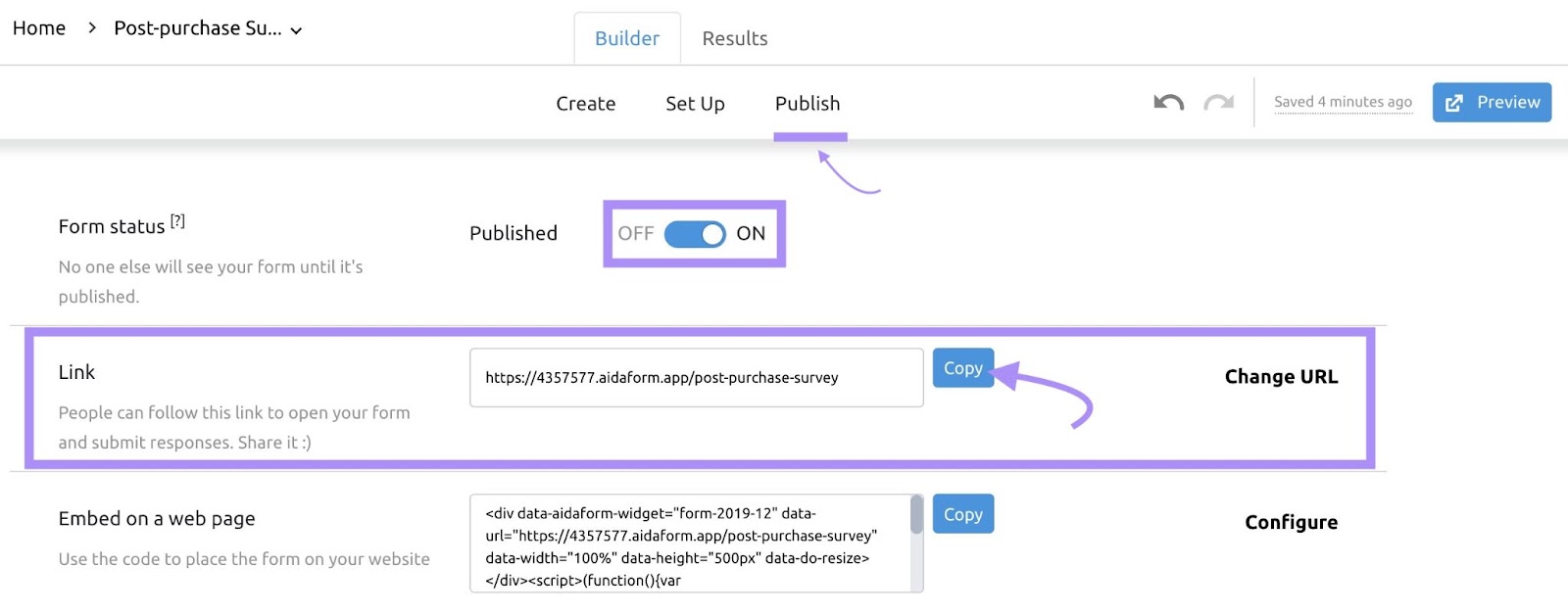 Publish the survey with Lead Generation Forms