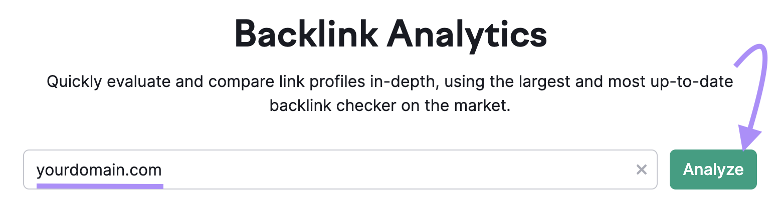 Backlink Analytics tool search bar