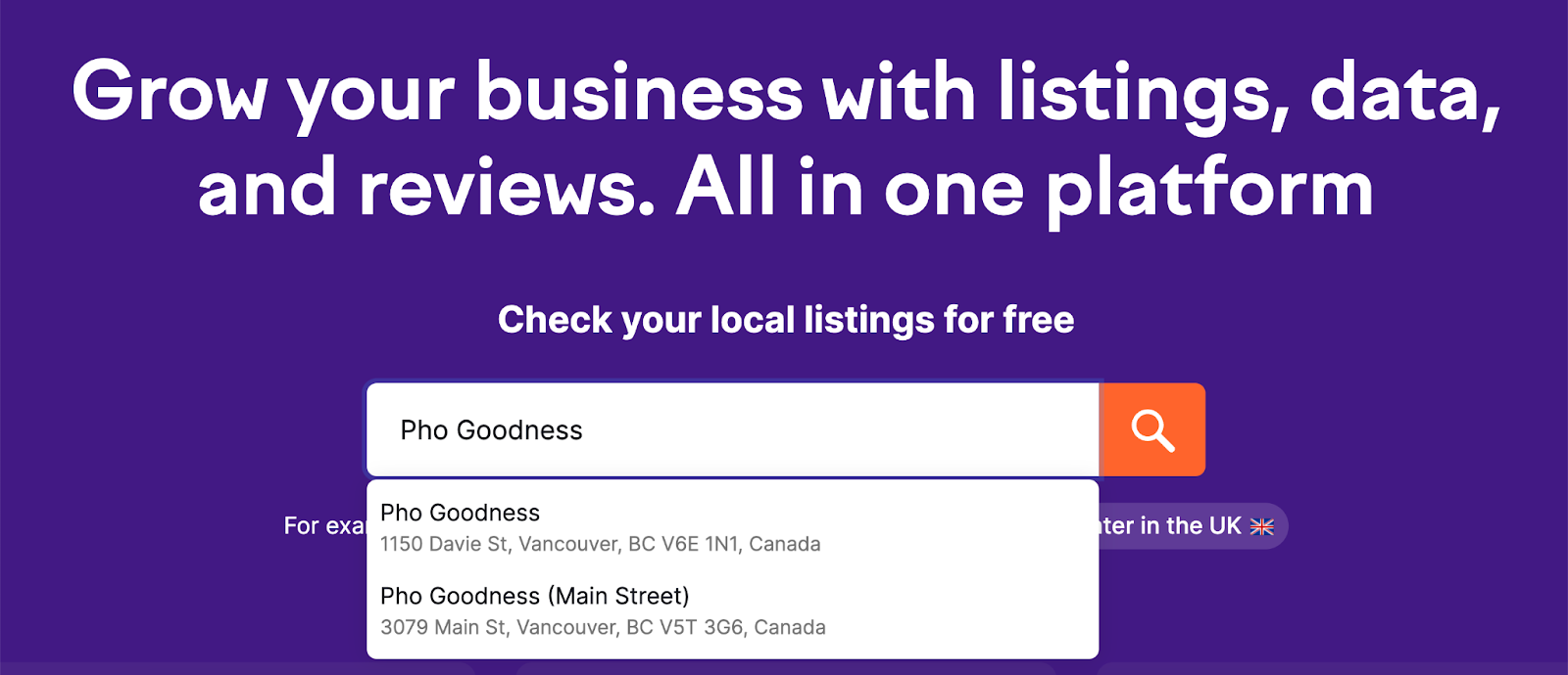 search for business in local seo tool