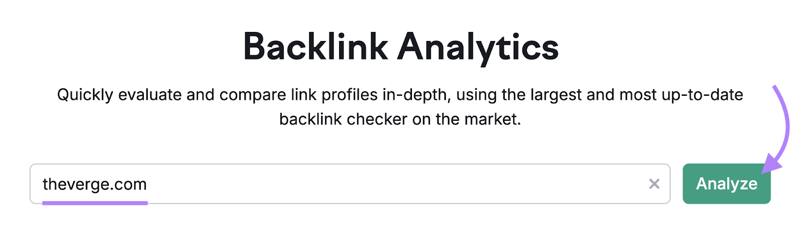 competitor domain entered into Backlink Analytics