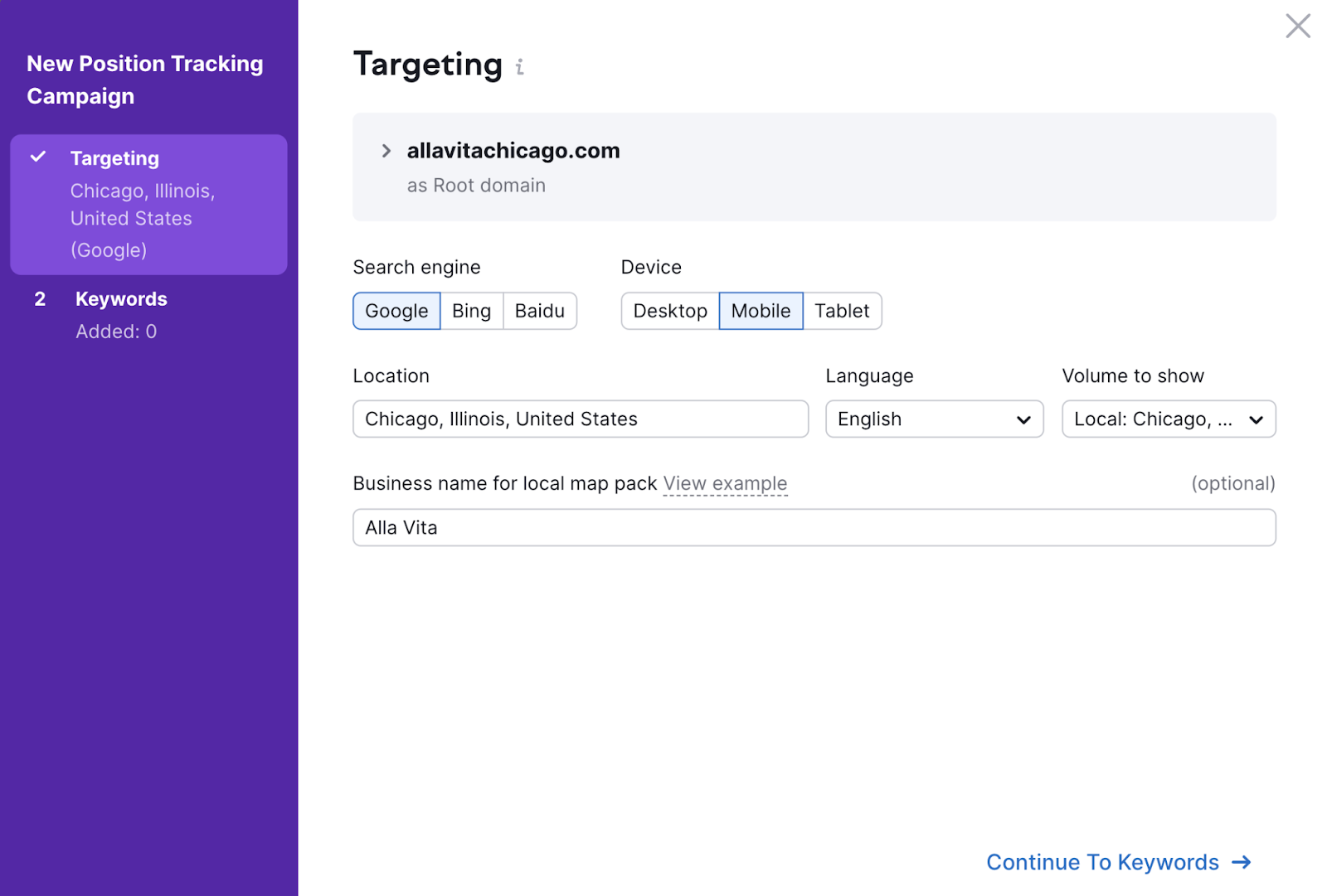 position tracking setup for local seo