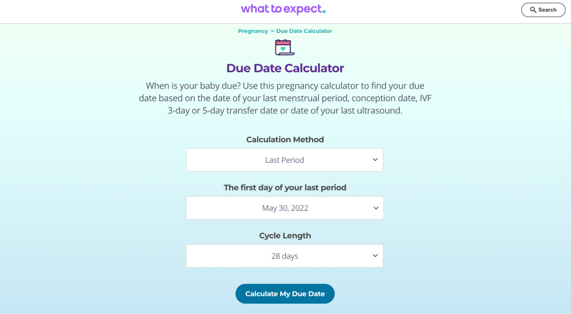 Healthcare content marketing example - calculator