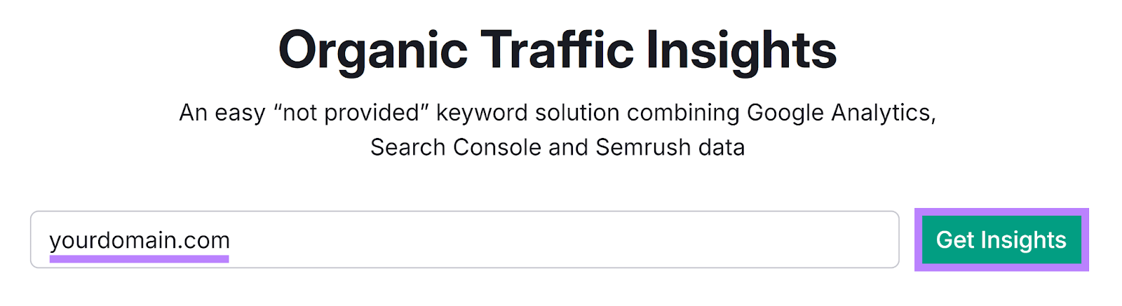 Semrush Organic Traffic Insights tool start