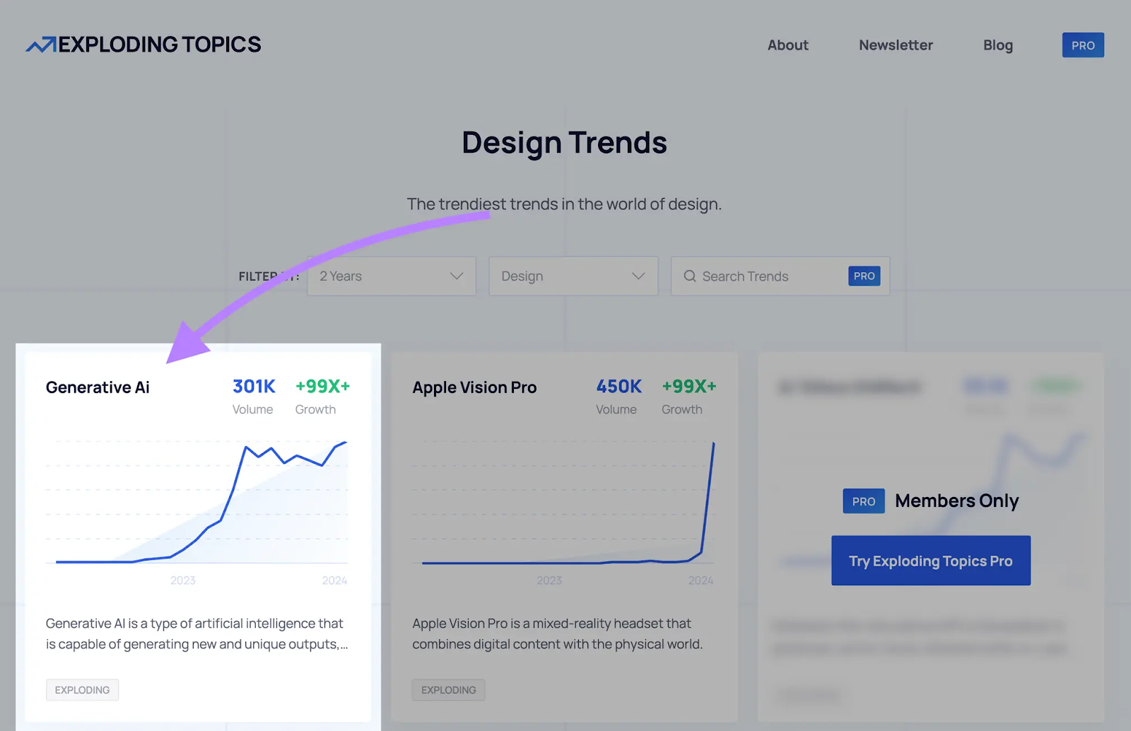 Design trends in Exploding Topics