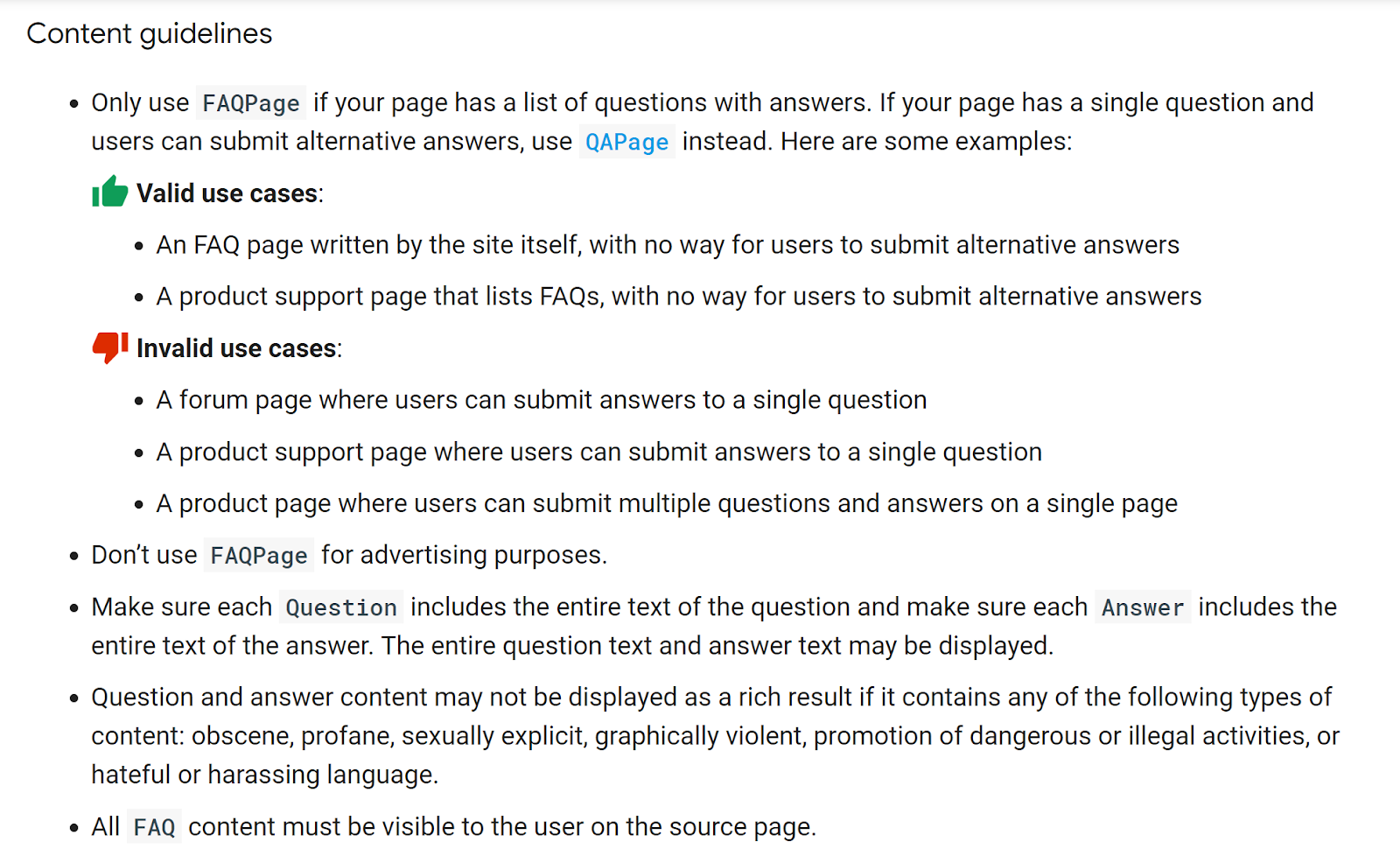 Google Content Guidelines - FAQ