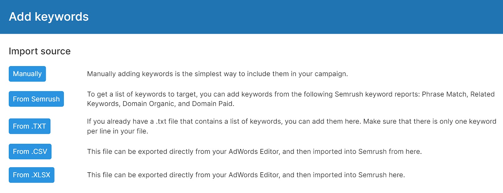 Add keywords to PPC Keyword Tool