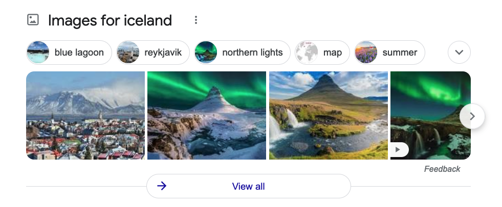 Google Image Pack example for Iceland