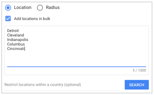 Google Ads - Add locations in bulk