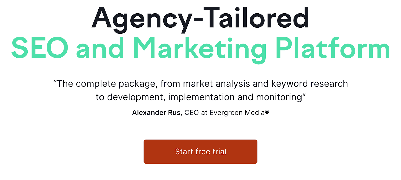 Agency-Tailored SEO and Marketing Platform landing page