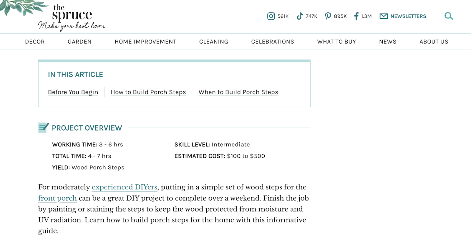 The Spruce's article overview on how to build porch steps