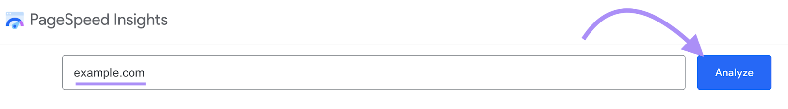 "Analyze" button in Google PageSpeed Insights
