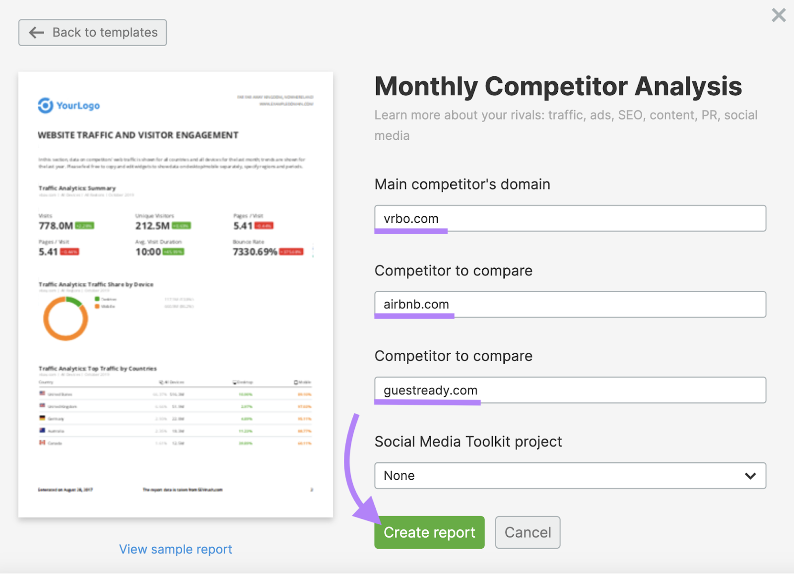 Creating a report in My Reports tool