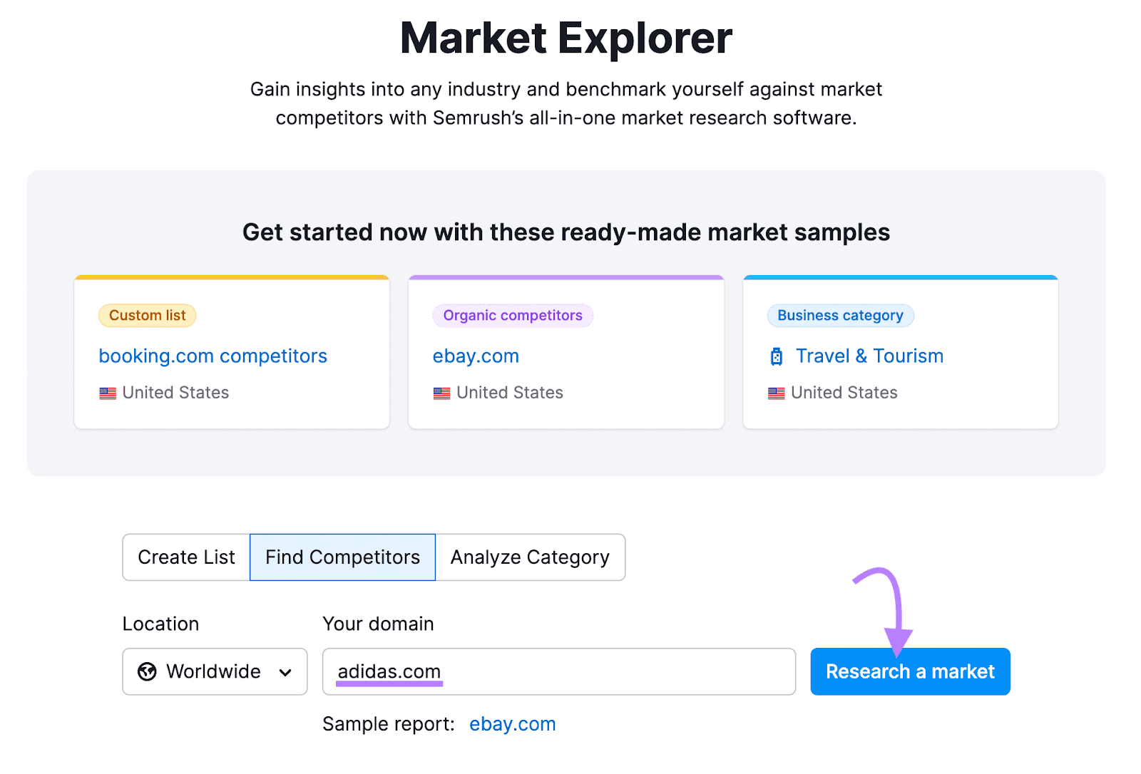 Market Explorer tool