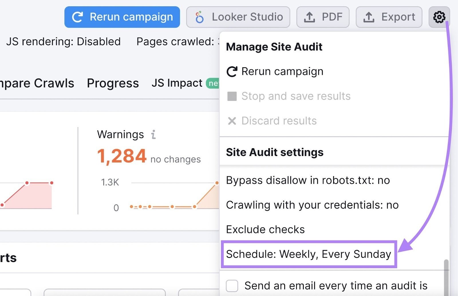 where to schedule audits shown in settings