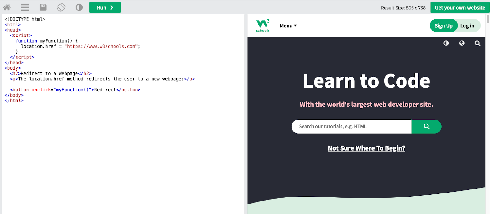 W3Schools Tryit Editor