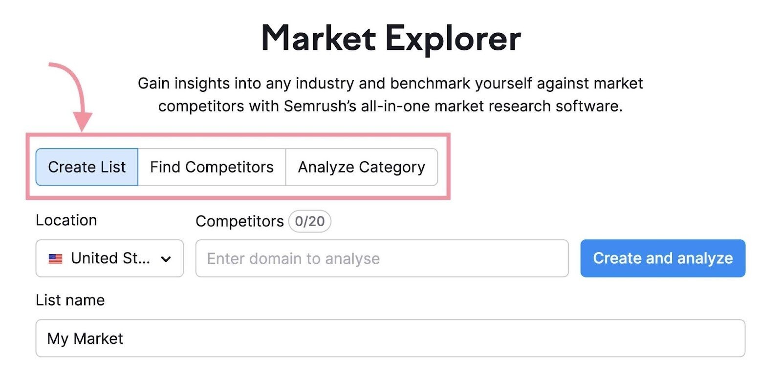 Market Explorer tool