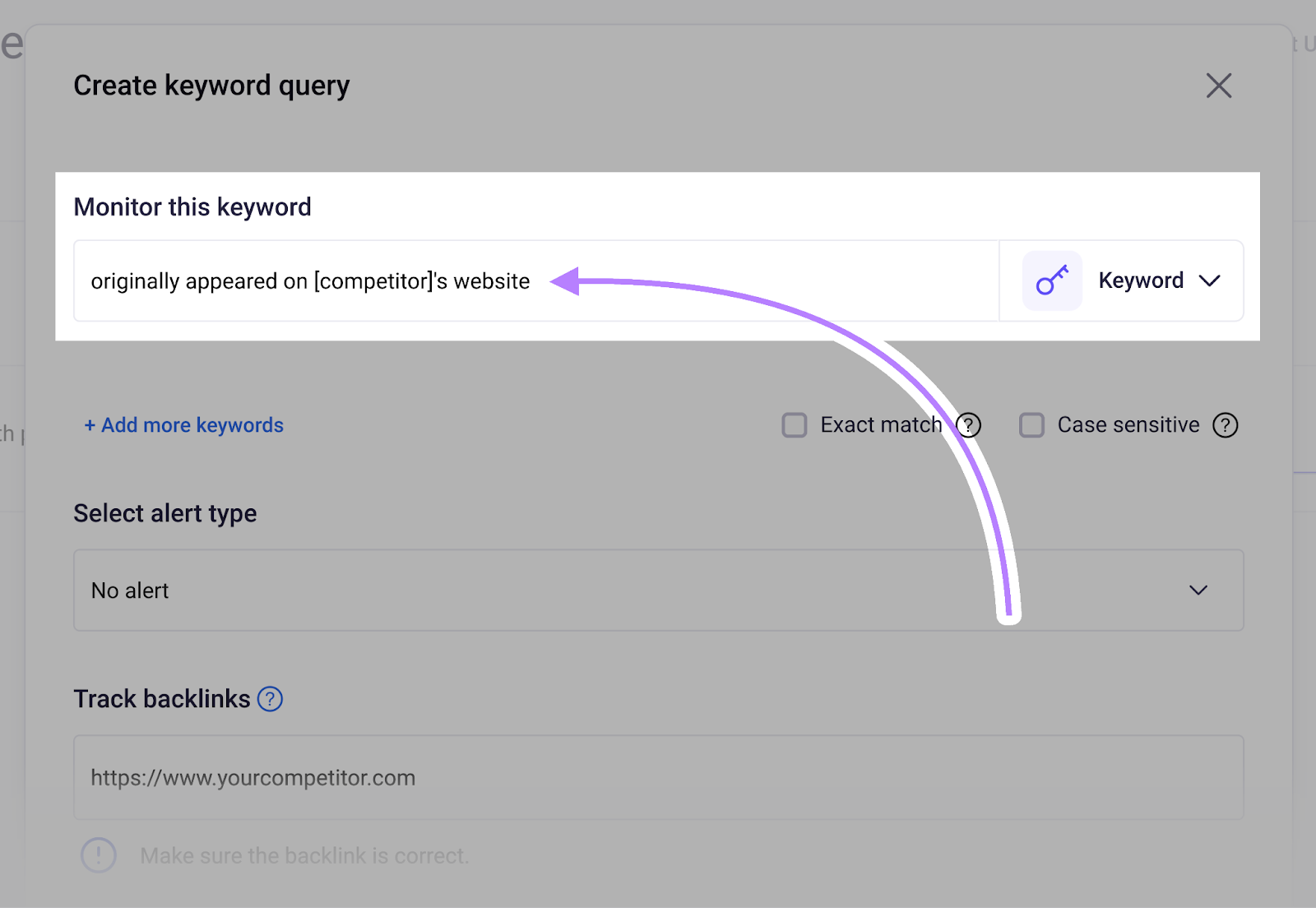 Fill-in Monitor this keyword field