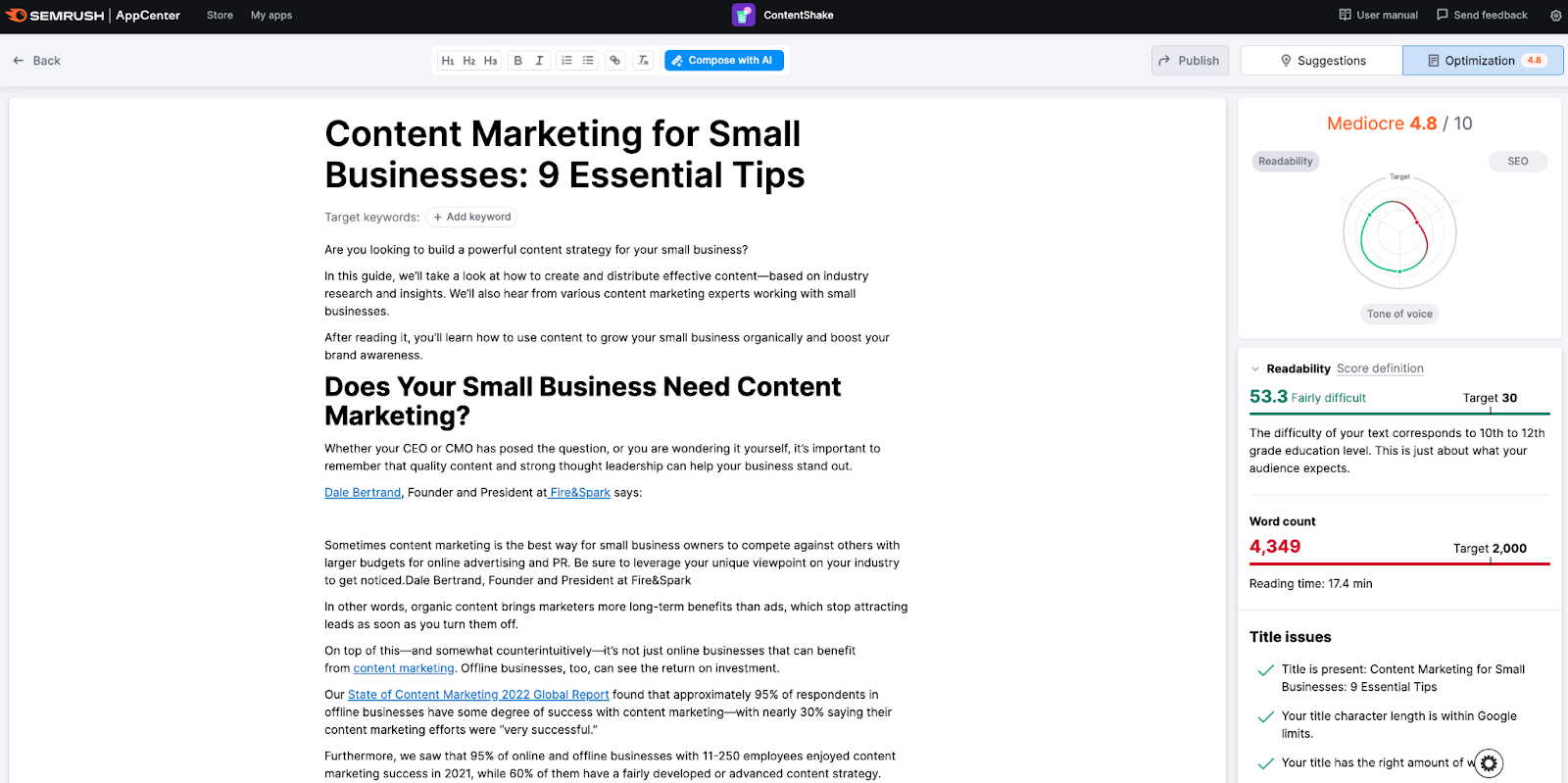 ContentShake for startup content marketing