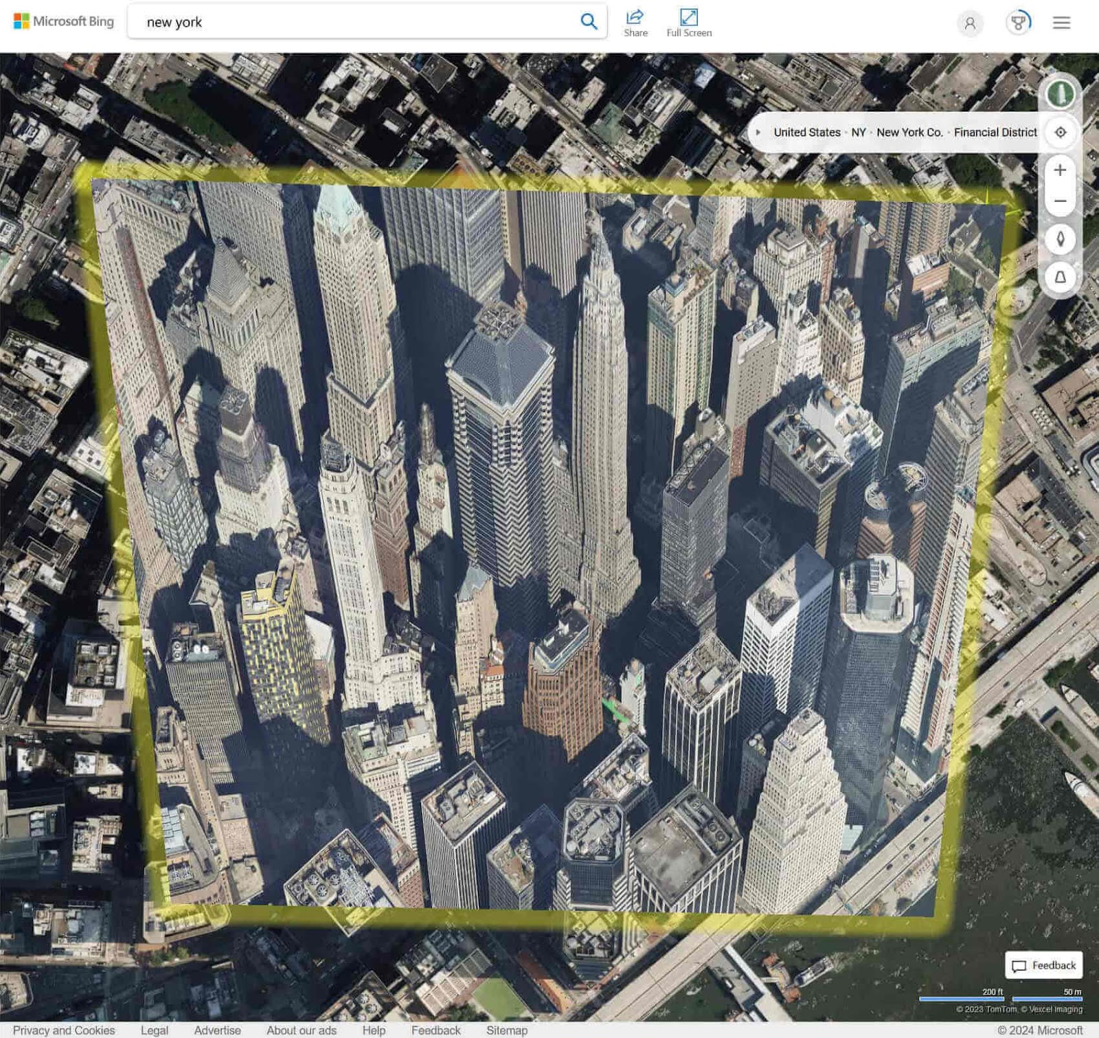 Bird’s Eye View feature shown on Bing Maps