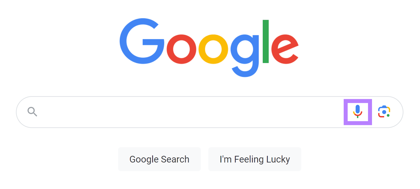 Google search bar with the mic icon highlighted