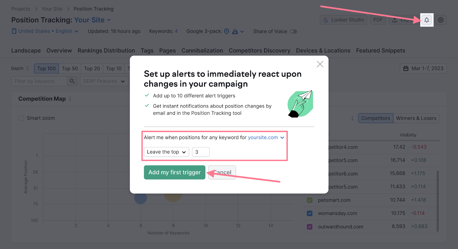 Add triggers to Position Tracking tool