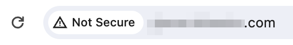 “Not secure” warning shown in the browser