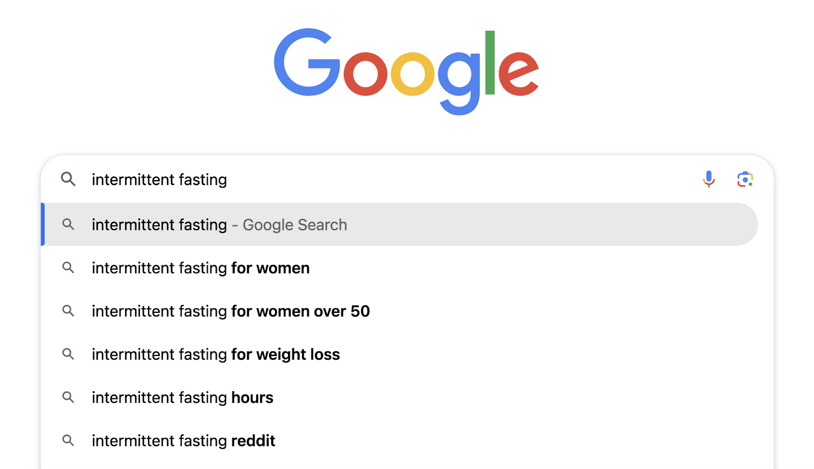 search for "intermittent fasting" in google search bar