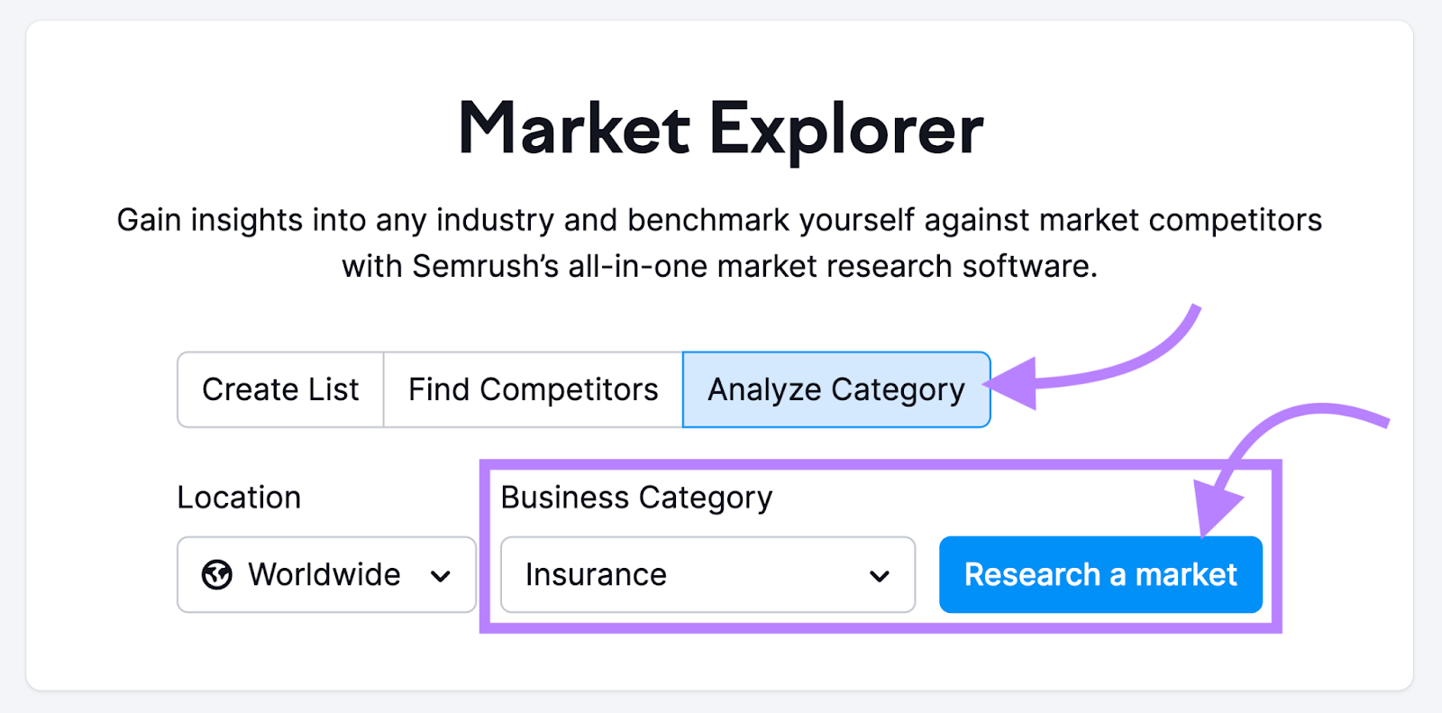 Market Explorer tool