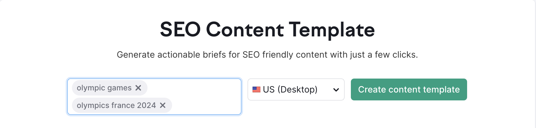 The SEO Content Template landing page. 