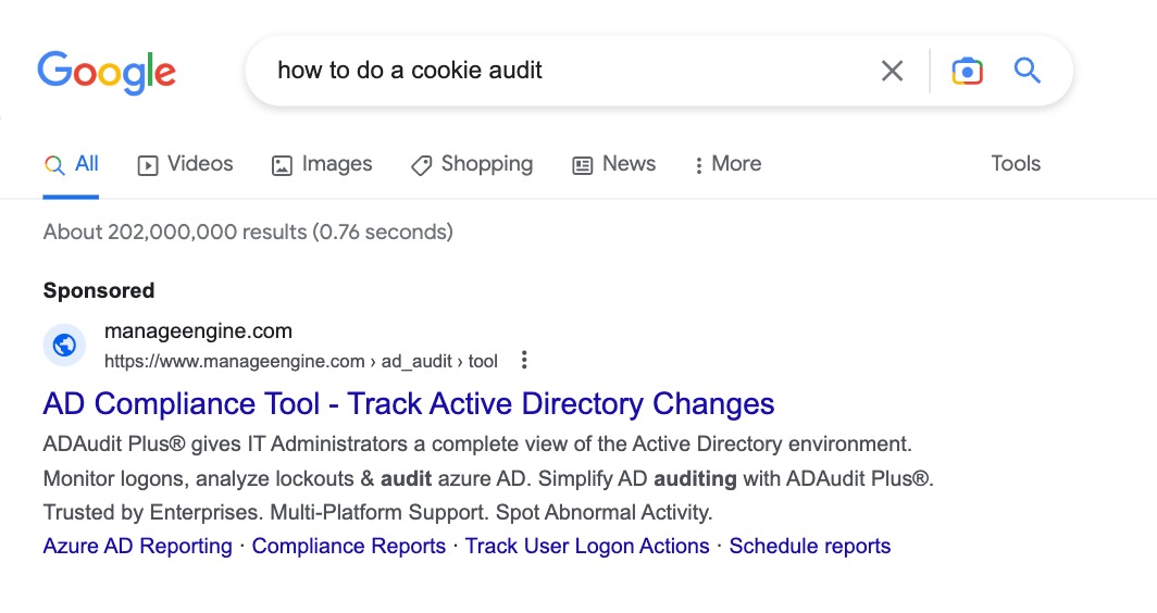 What Ad Top looks like on desktop SERPs