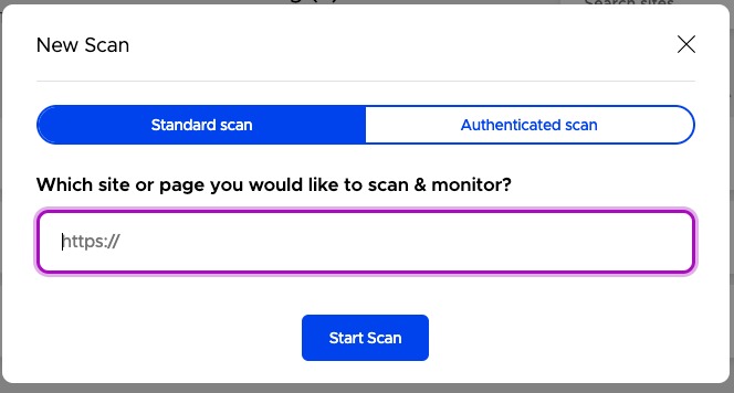 Enter the site or page would you like to scan. 