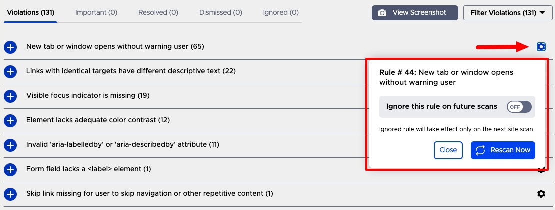 Opt to ignore this rule on future scans. 