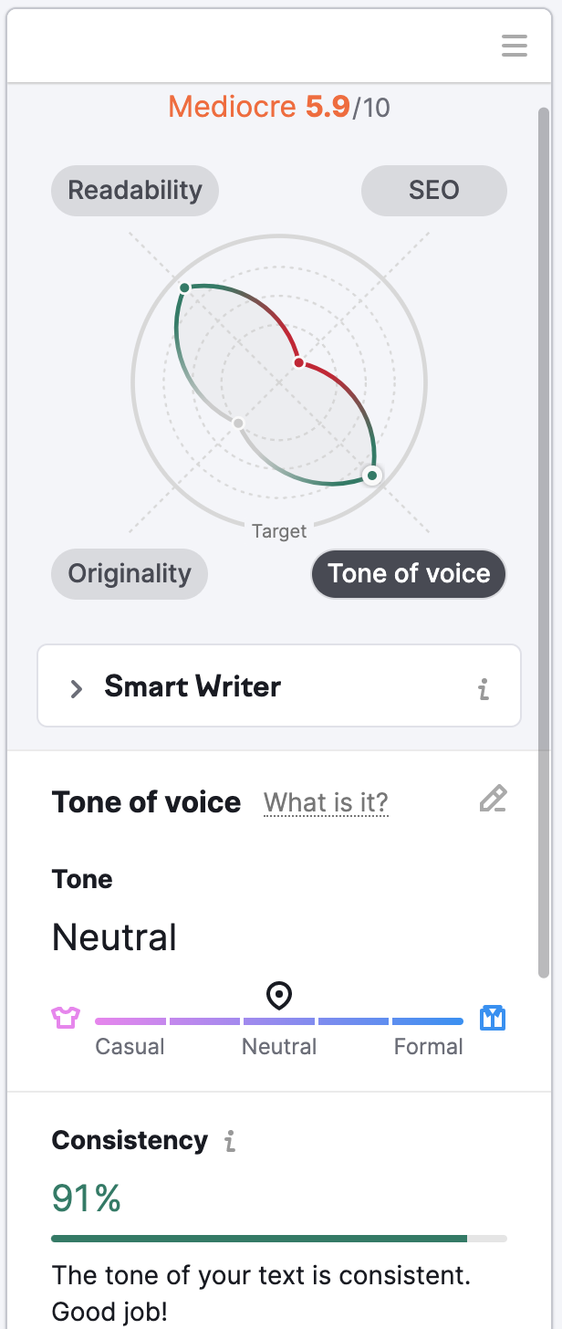 The real-time content check for tone of voice. 