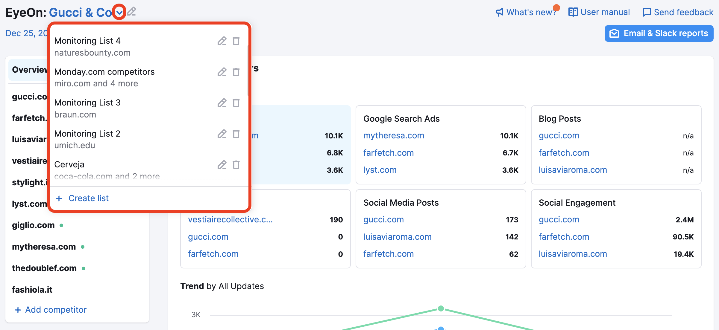 Domain lists in EyeOn