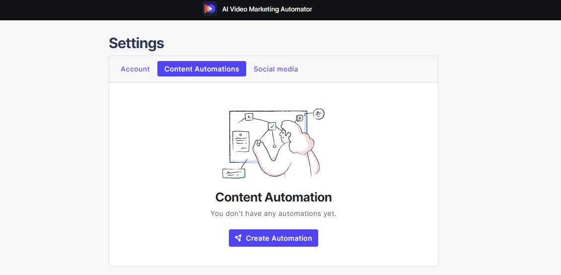 An example of the Content Automation part in the Settings interface.