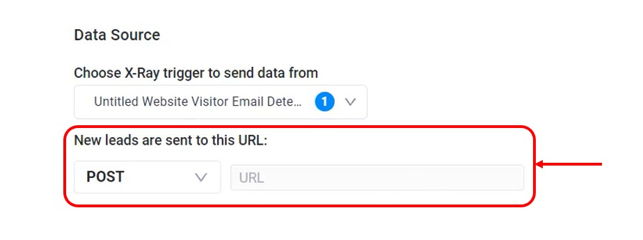 Adding the URL to which you want to send your leads from the X-Ray app.