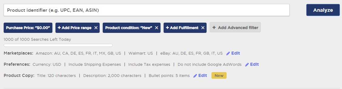 The ‘Single Product Analysis’ feature of Product Research Pulse.