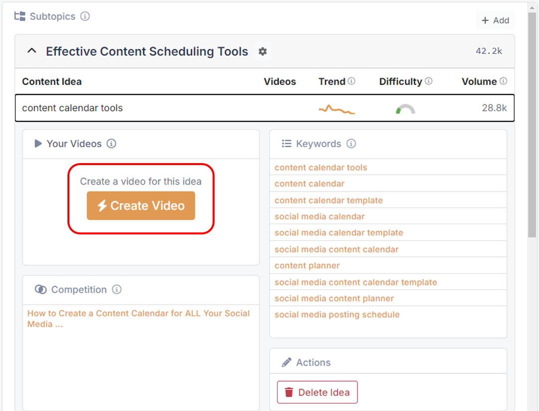 How to start creating a video in the Video SEO Builder app.